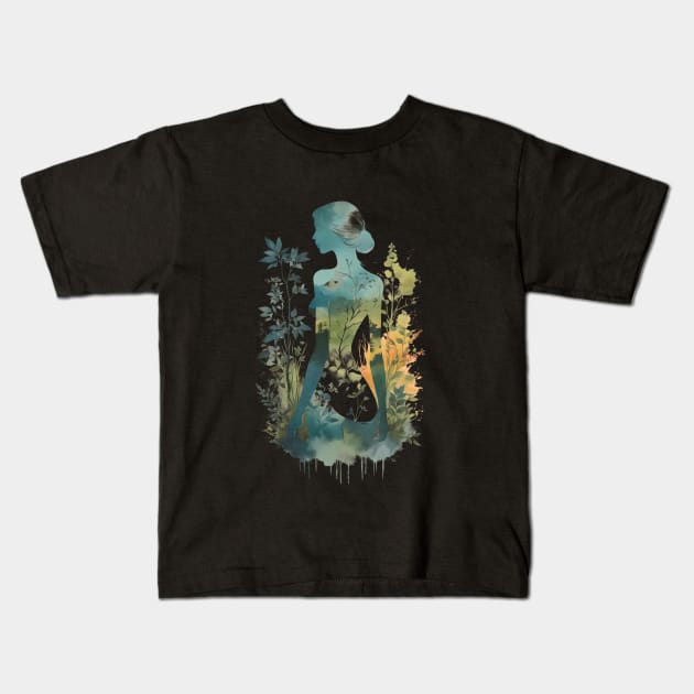 Vintage Nature Muse. Female body. Kids T-Shirt by T-Shirt Paradise